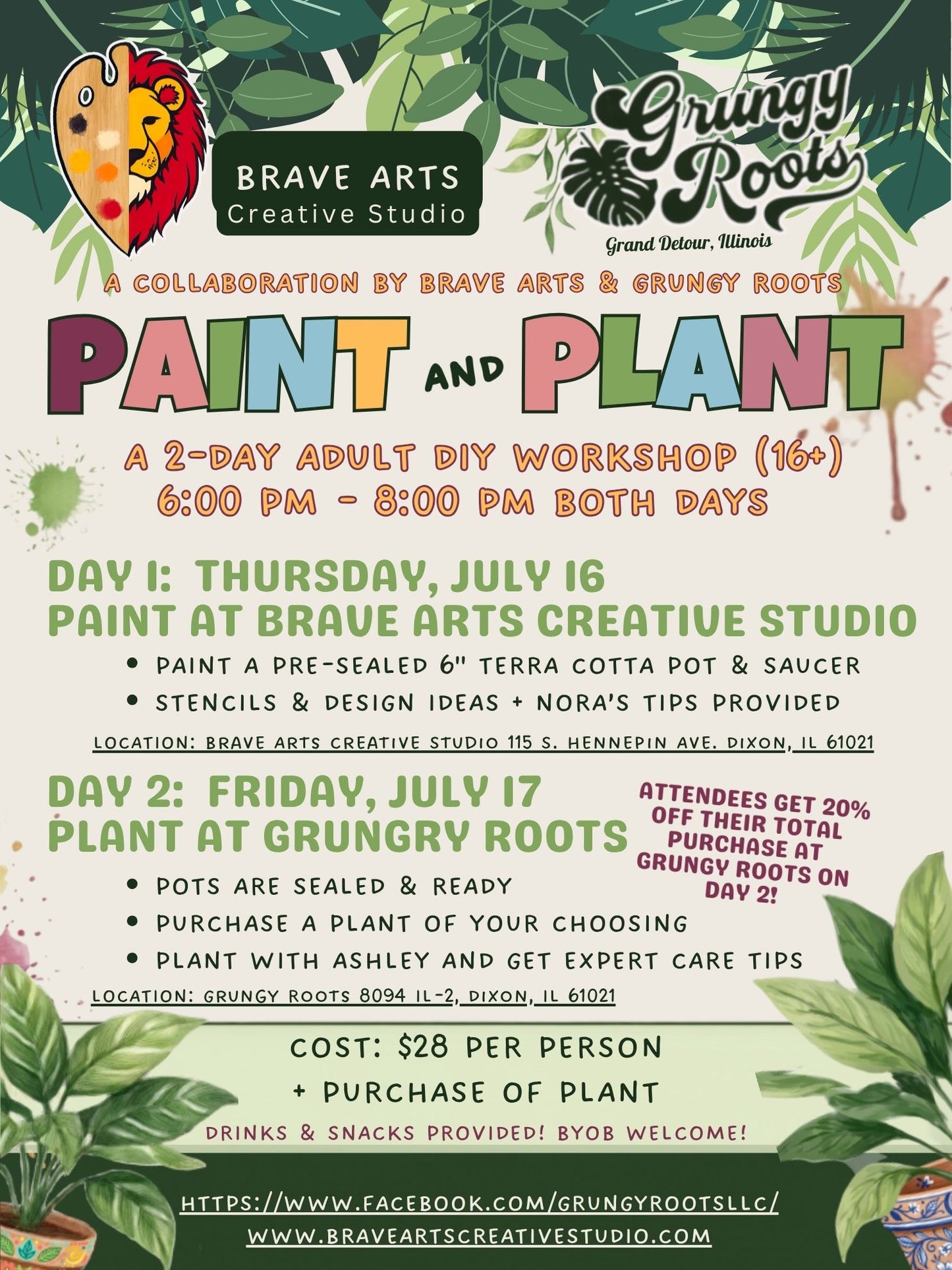 Paint and Plant DIY Workshop -feat. Grungy Roots!