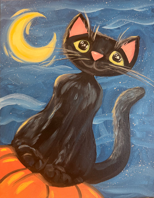 Black Cat & Moon-Kids Halloween Paint Party – (10/25, 12:30pm-2pm)
